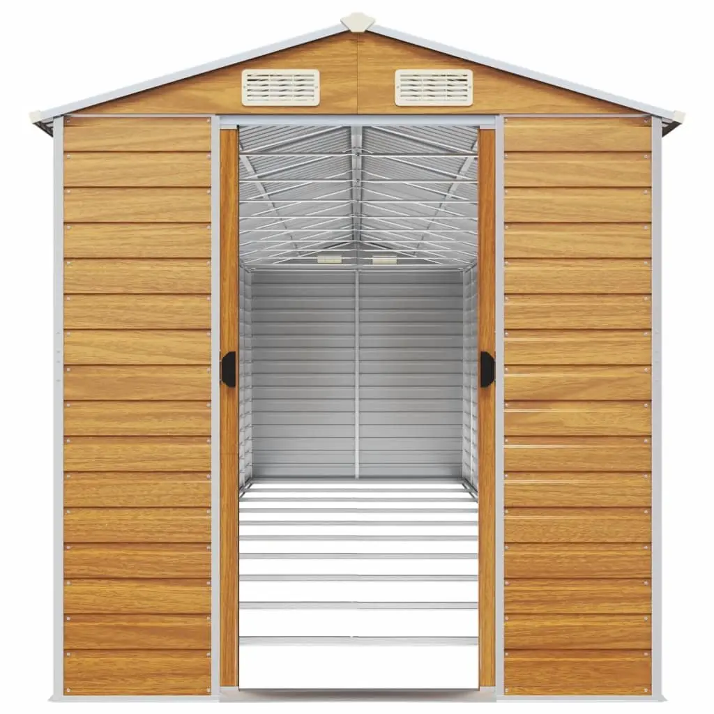 Garden Shed Outdoor Storage Galvanised Steel Brown 191 x 895 x 198 cm