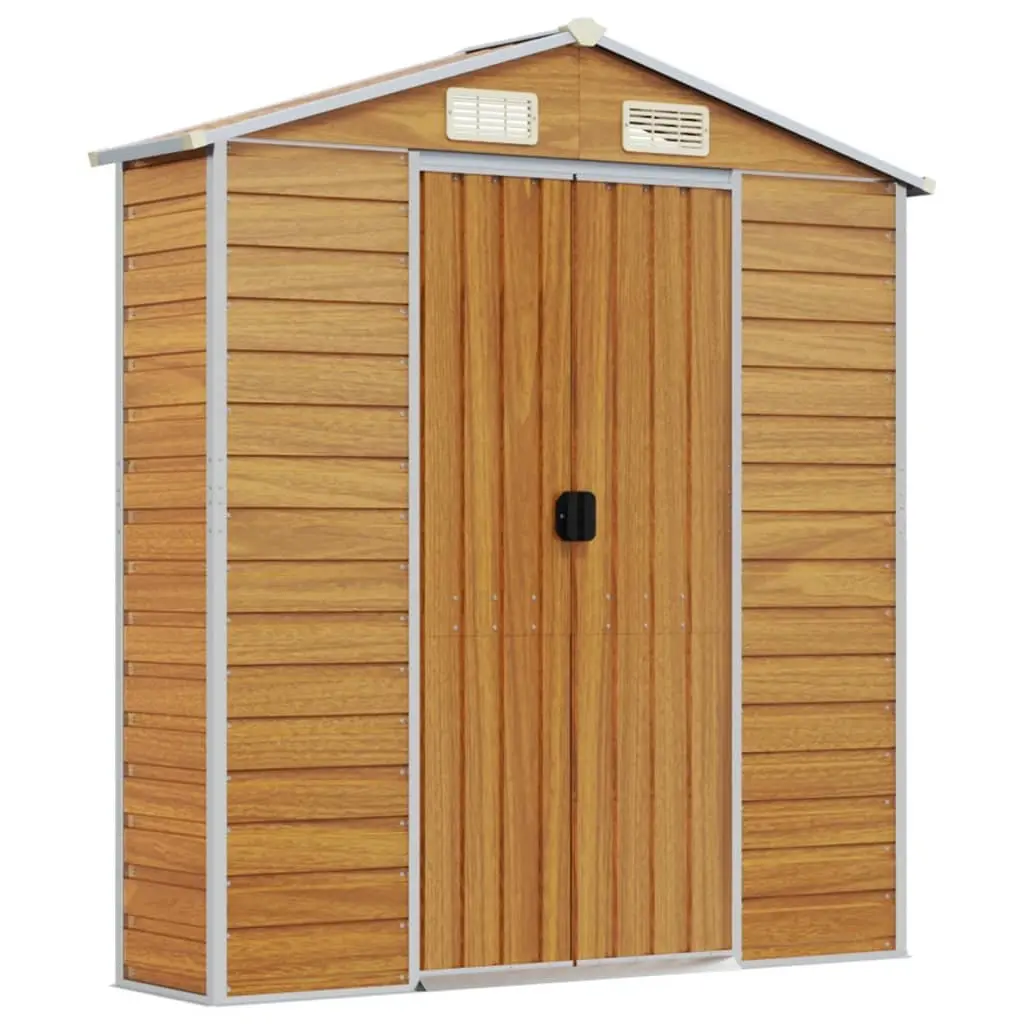 Garden Shed Outdoor Storage Galvanised Steel Brown 191 x 895 x 198 cm