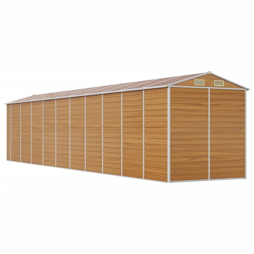 Garden Shed Outdoor Storage Galvanised Steel Brown 191 x 895 x 198 cm