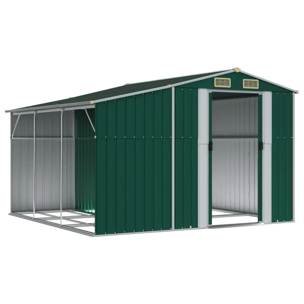 Garden Shed Green Galvanised Steel Outdoor Storage 277x279x179 cm