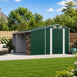 Reliable Green Storage Shed 277x365.5x179cm for Outdoors