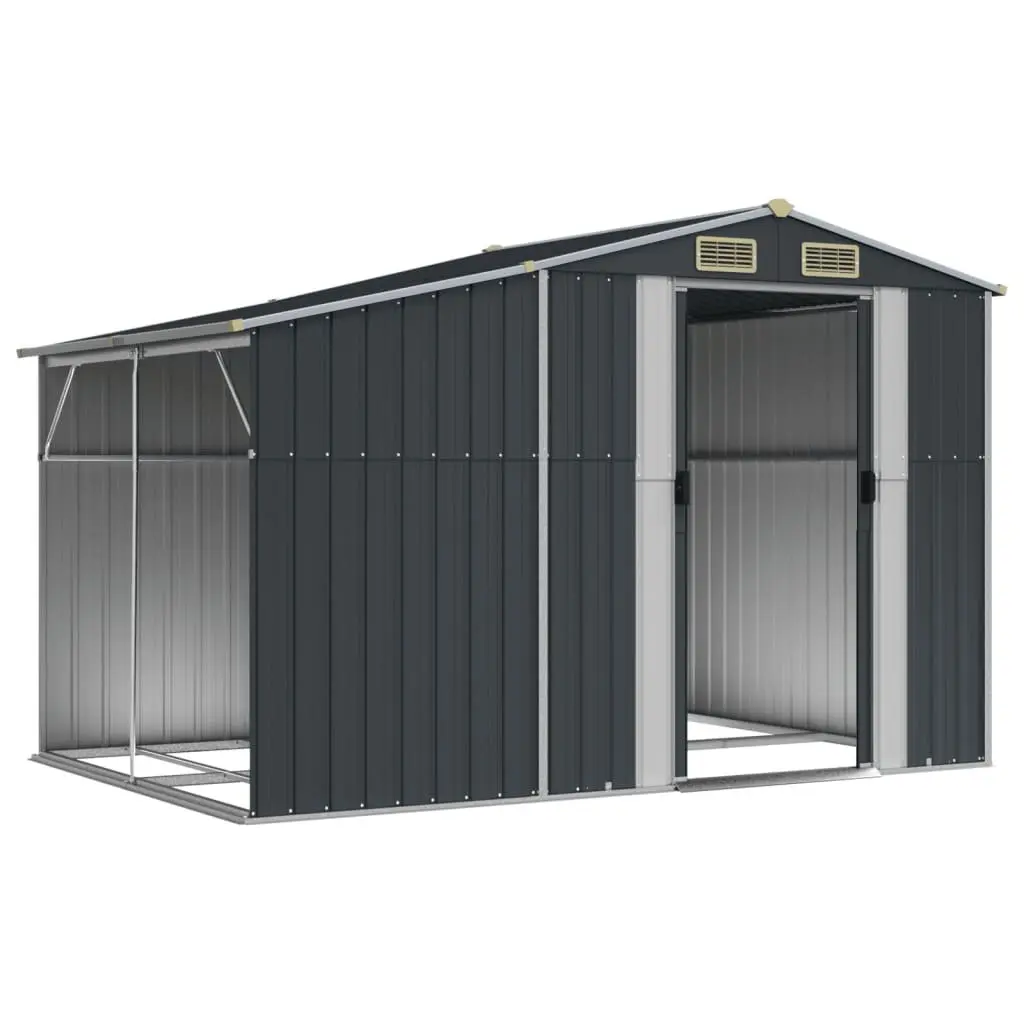 Garden Shed Outdoor Storage 277x192.5x179cm Galvanised Steel Anthracite