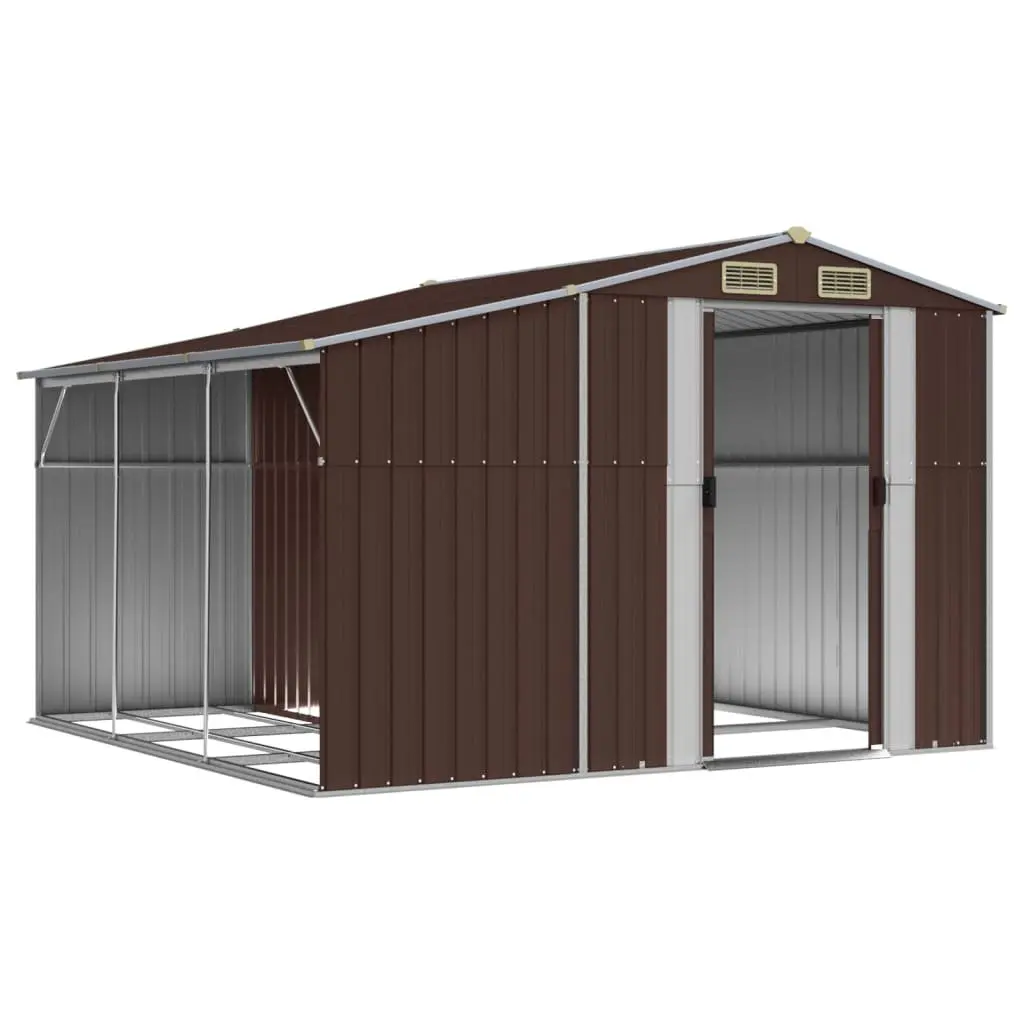 Garden Shed Brown Galvanised Steel Outdoor Storage 277x279x179cm