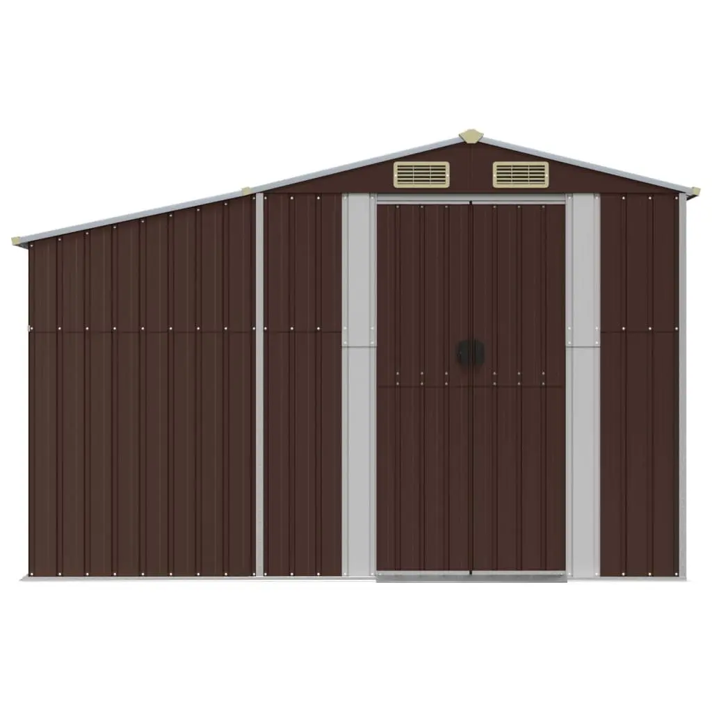 Garden Shed Brown Galvanised Steel Outdoor Storage 277x279x179cm