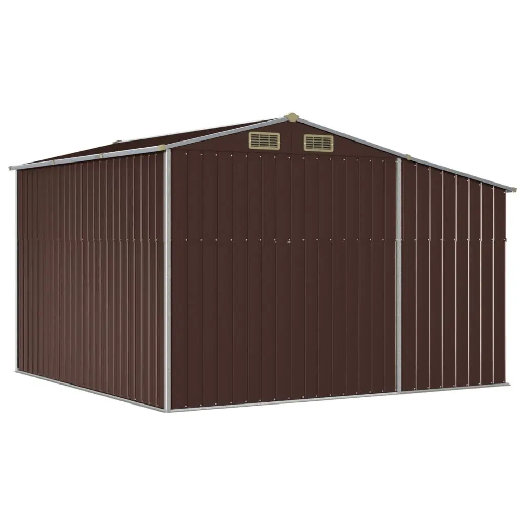 Garden Shed Brown Galvanised Steel Outdoor Storage 277x279x179cm