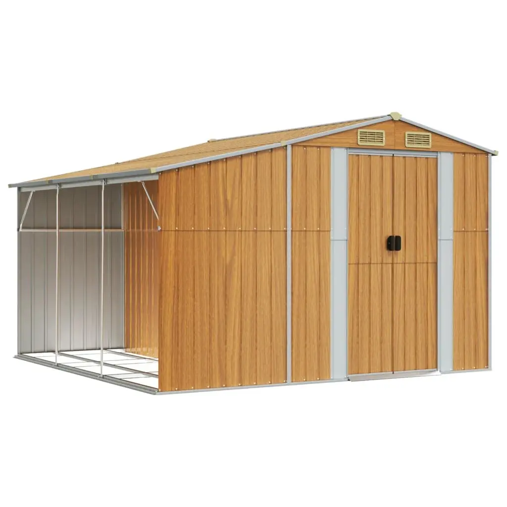 Garden Shed Outdoor Storage Galvanised Steel 277x279x179cm Brown