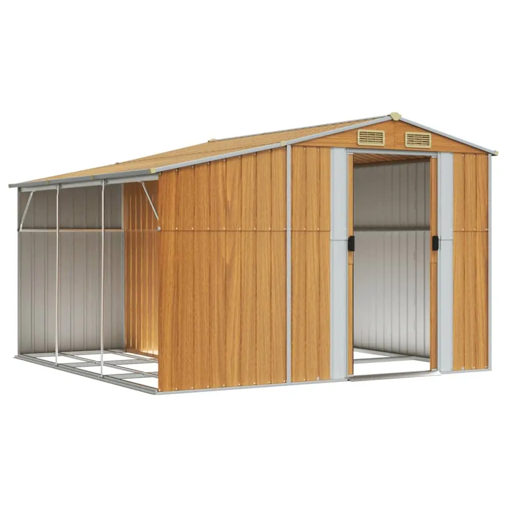 Garden Shed Outdoor Storage Galvanised Steel 277x279x179cm Brown