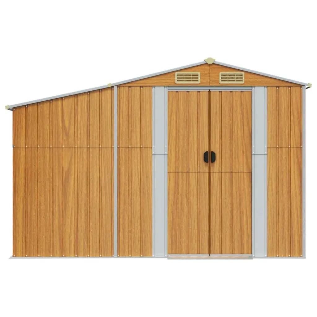 Garden Shed Outdoor Storage Galvanised Steel 277x279x179cm Brown