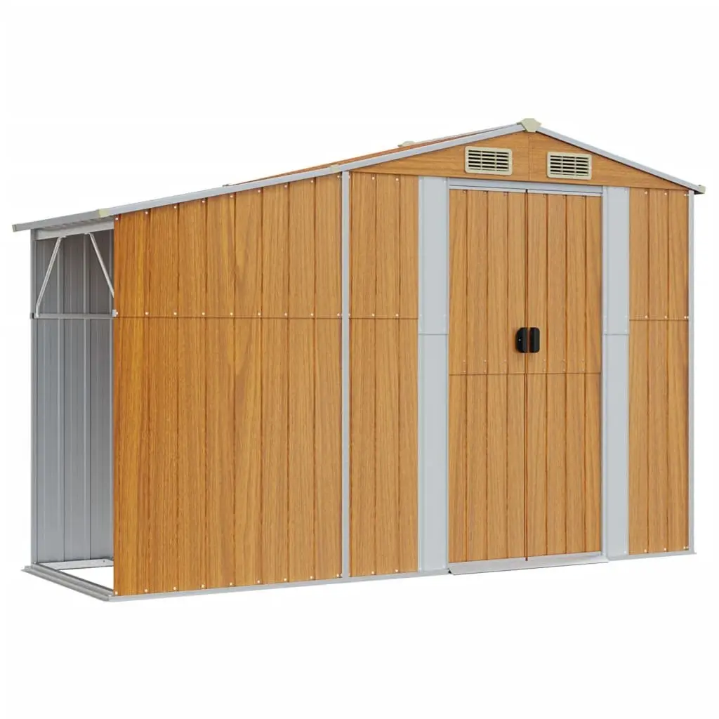 Garden Shed Outdoor Storage Galvanised Steel 277x279x179cm Brown