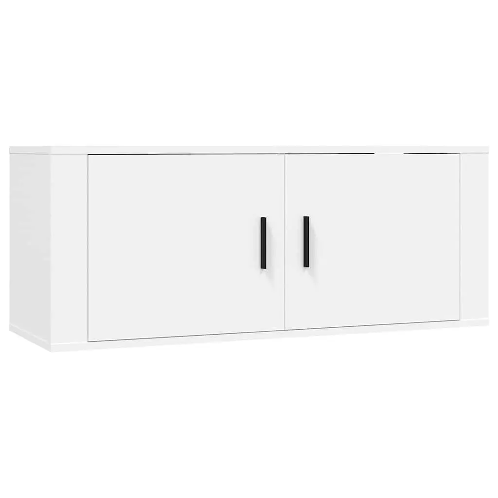 Wall-mounted TV Cabinets 2 pcs White Storage Media Unit Organiser