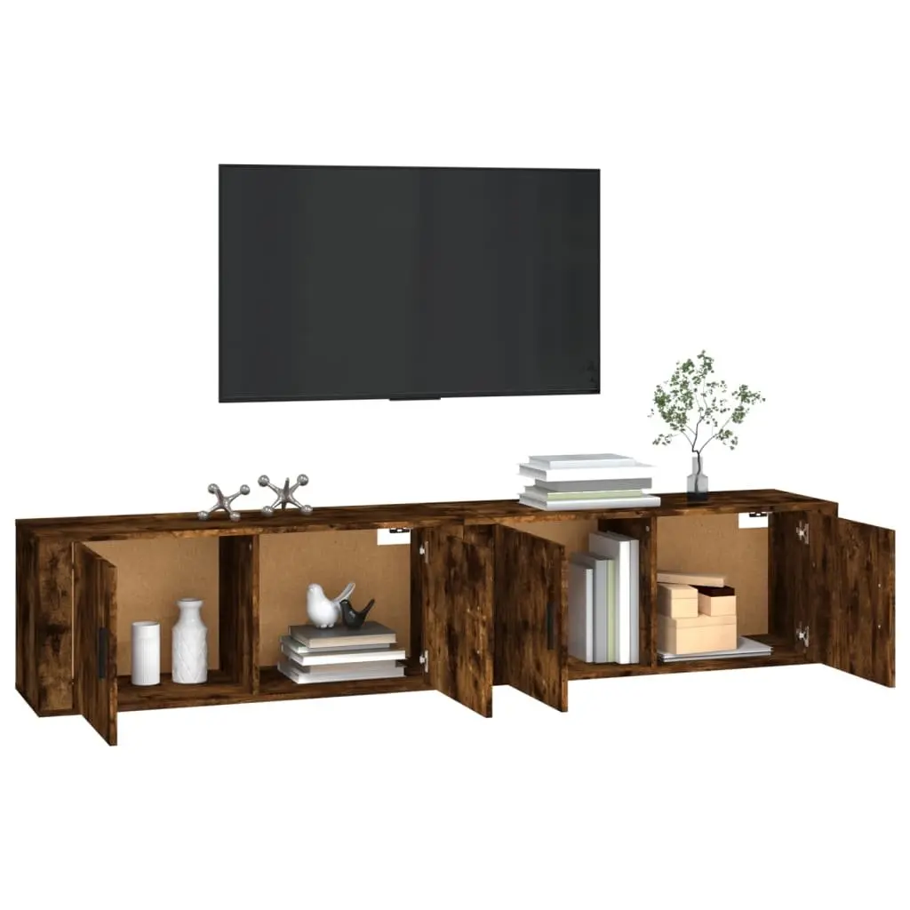 Brown Wall-Mounted TV Cabinet with Storage