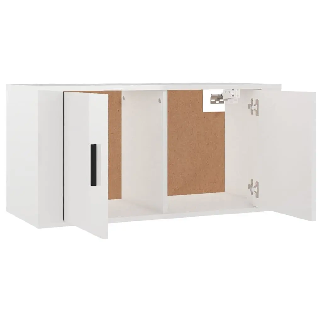 Wall-Mounted TV Cabinet Set 2 Piece Media Storage Units High Gloss White