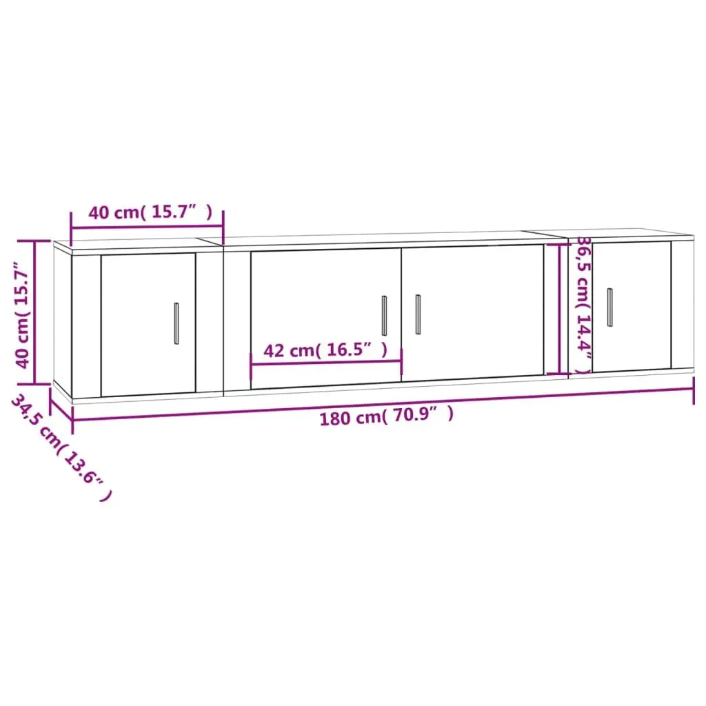 3 Piece TV Cabinet Set in White