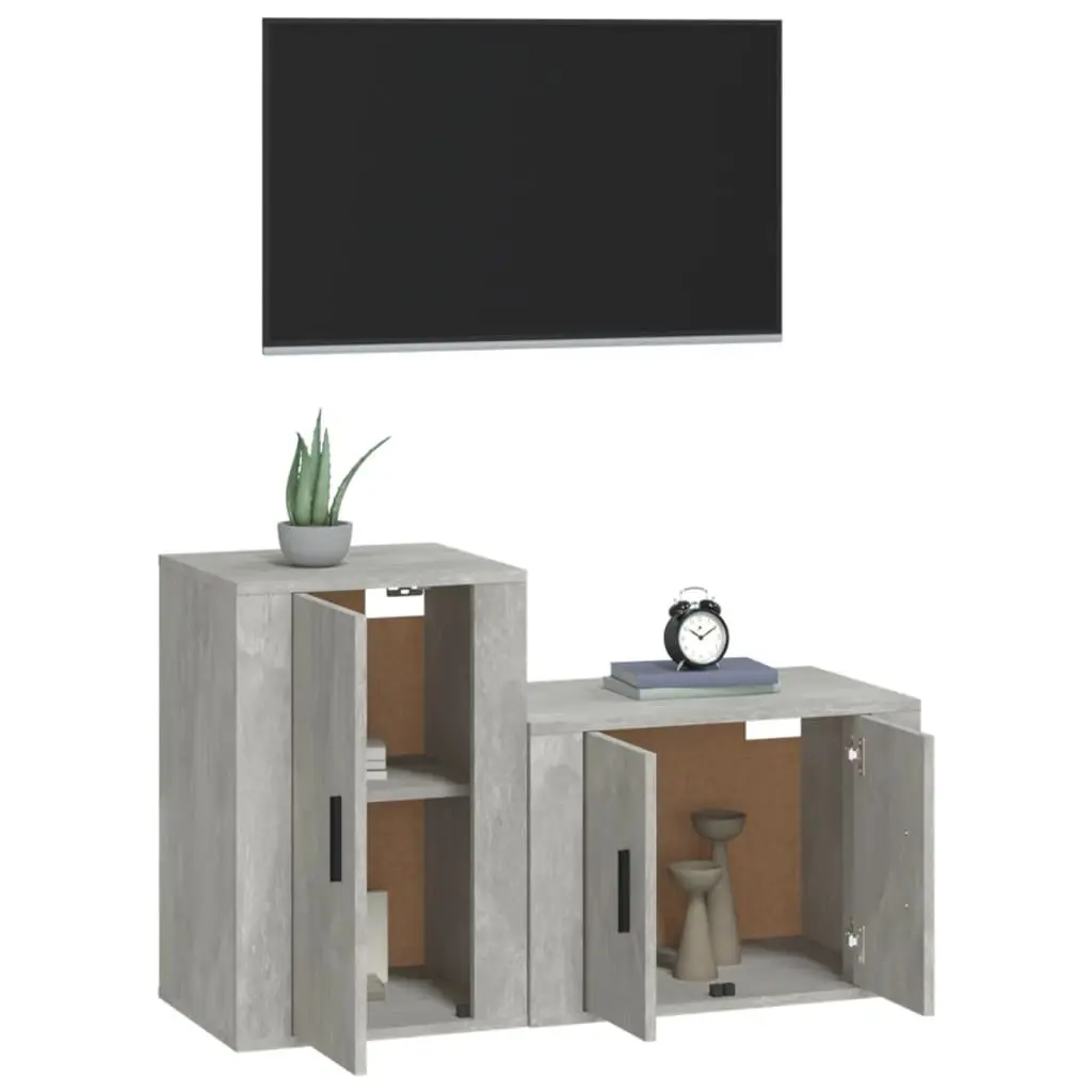 Grey TV Cabinet Set with Ample Storage Space