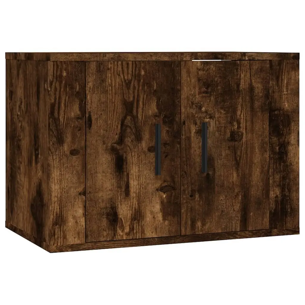 TV Cabinet Set Wall-Mounted Storage Unit Engineered Wood Brown Organiser