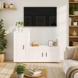 Value-Driven High Gloss White TV Cabinet Set