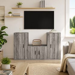 Functional 3 Piece TV Cabinet Set for Smart Storage