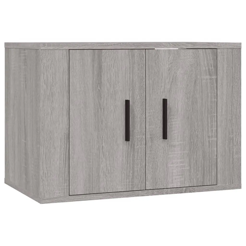 Wall-Mounted Storage Unit Grey Engineered Wood 3 Piece TV Cabinet Set Furniture