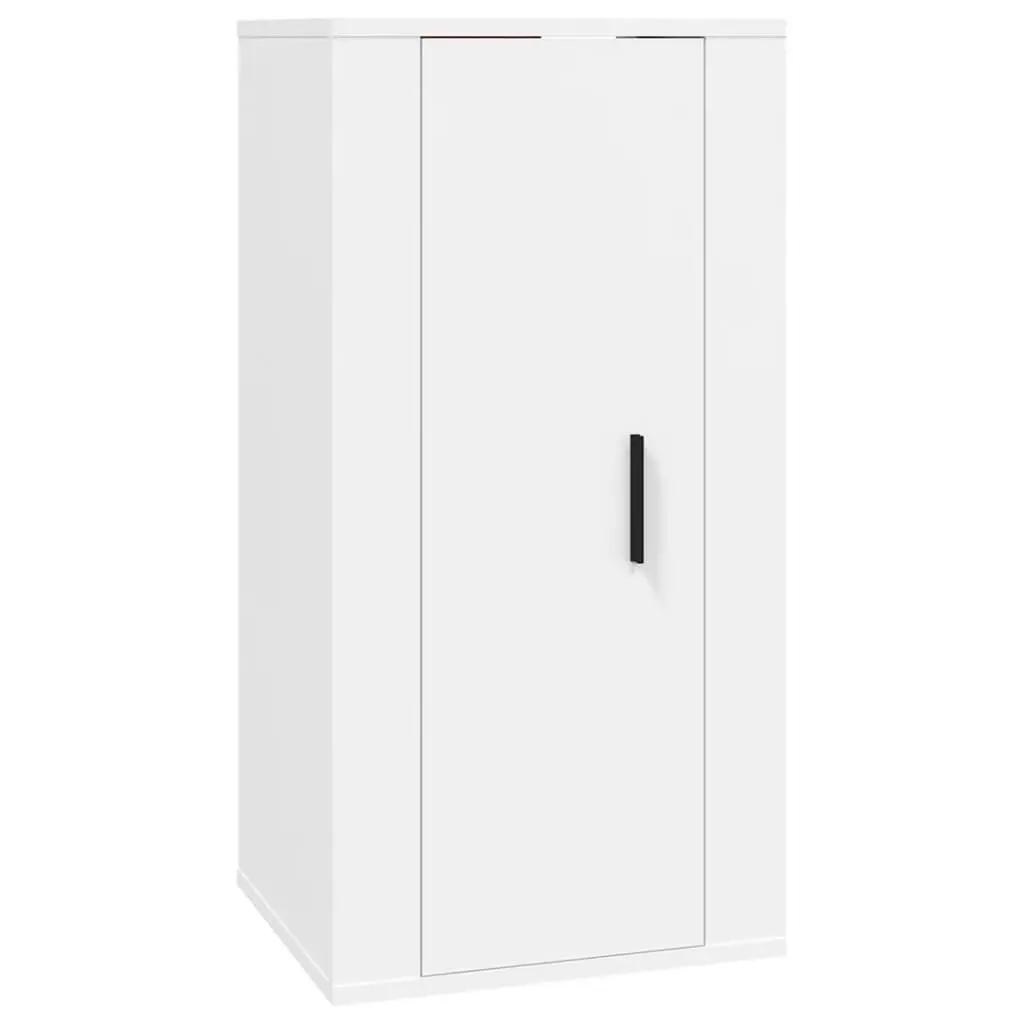 White Wall-Mounted TV Cabinet Set with Ample Storage