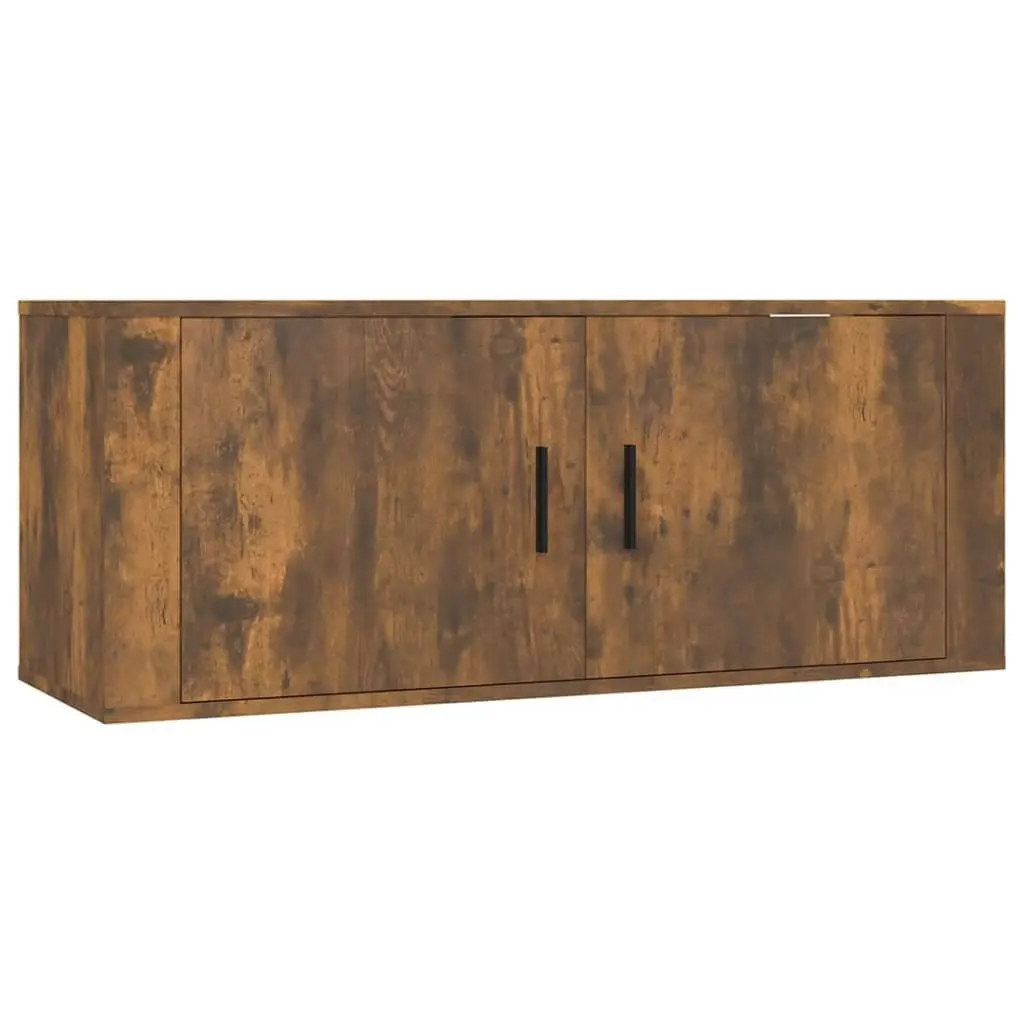4 Piece Brown Wall Mounted TV Cabinet Set with Storage