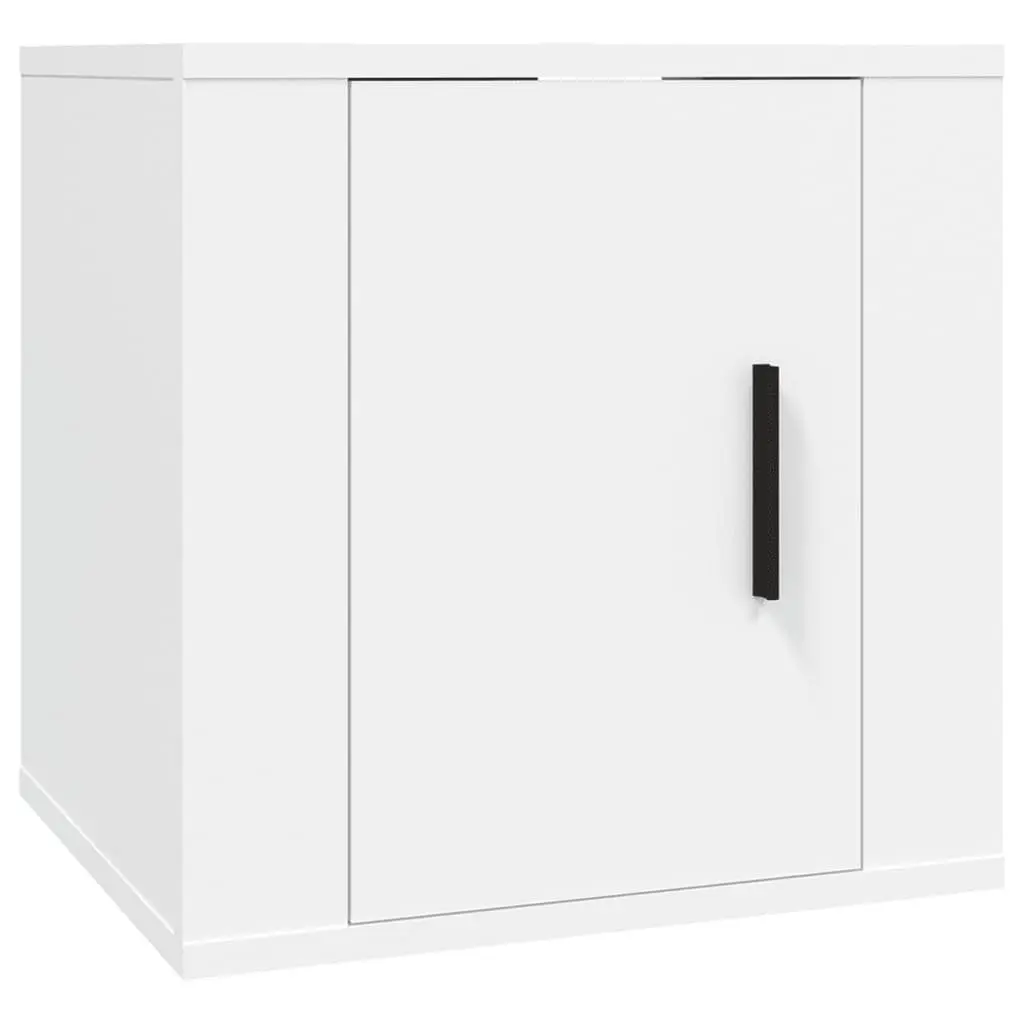 TV Cabinet Set 8 Piece Wall Mounted Living Room Storage White Engineered Wood