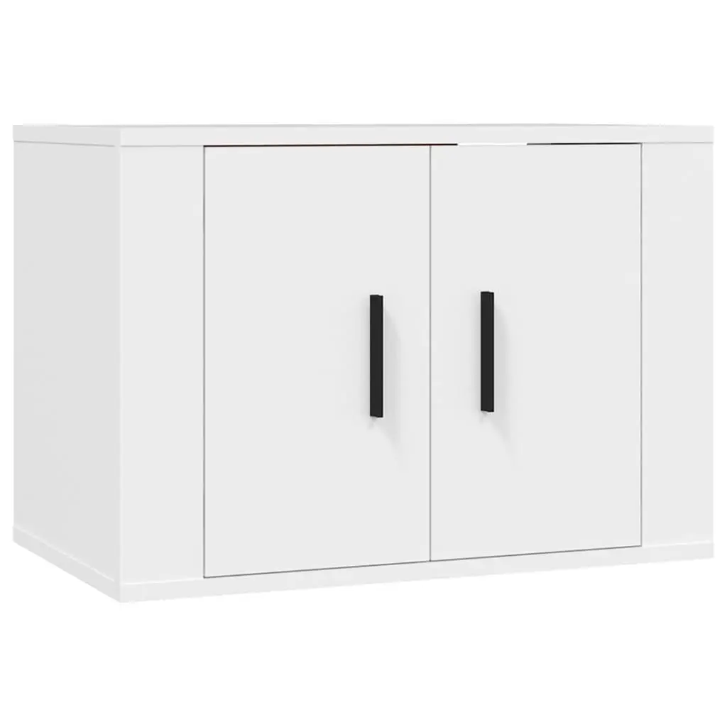 3 Piece Wall-Mounted Media Storage Unit White TV Cabinet Set Engineered Wood