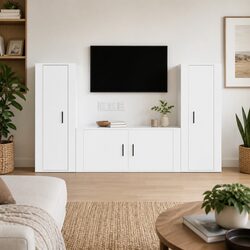 Practical 3 Piece White Wall-Mounted Media Unit