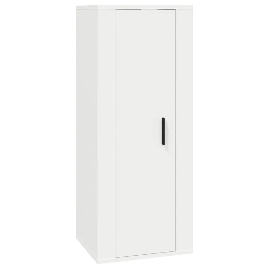 5 Piece TV Cabinet Set Wall-Mounted Media Storage Unit White Engineered Wood