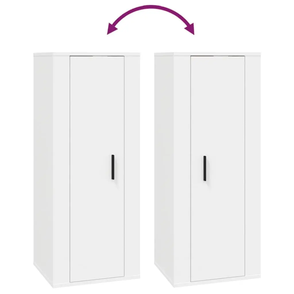 5 Piece TV Cabinet Set Wall Mounted Storage Media Unit White Engineered Wood