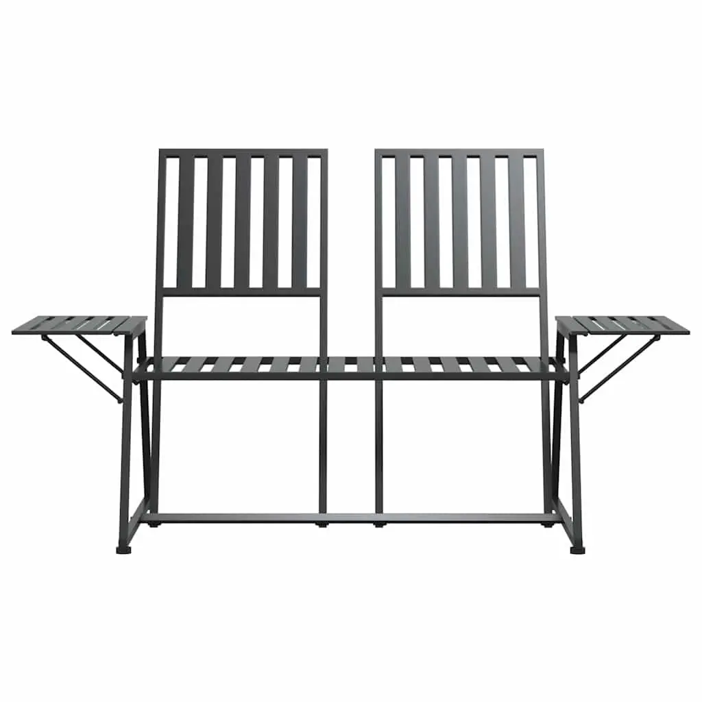 2-Seater Garden Bench 165cm Outdoor Seating Steel Black Patio Furniture