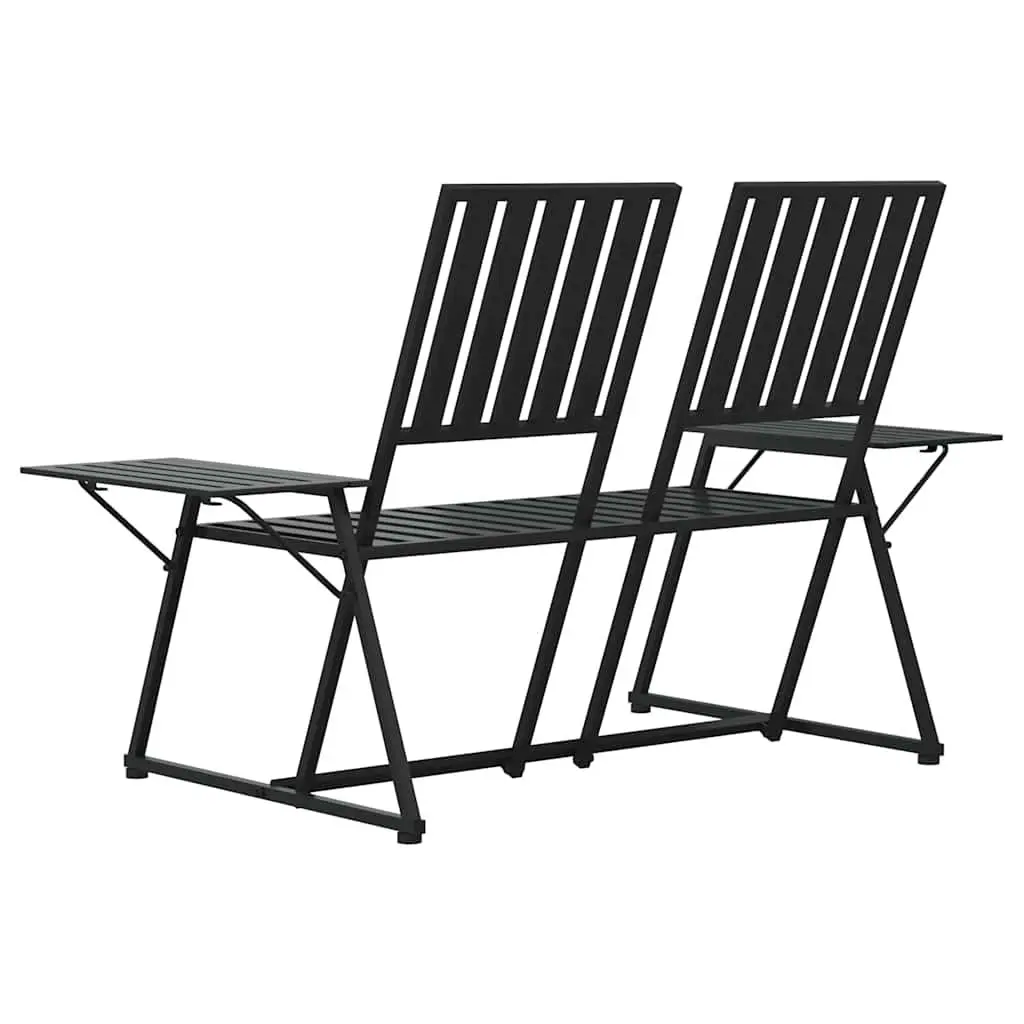 2-Seater Garden Bench 165cm Outdoor Seating Steel Black Patio Furniture