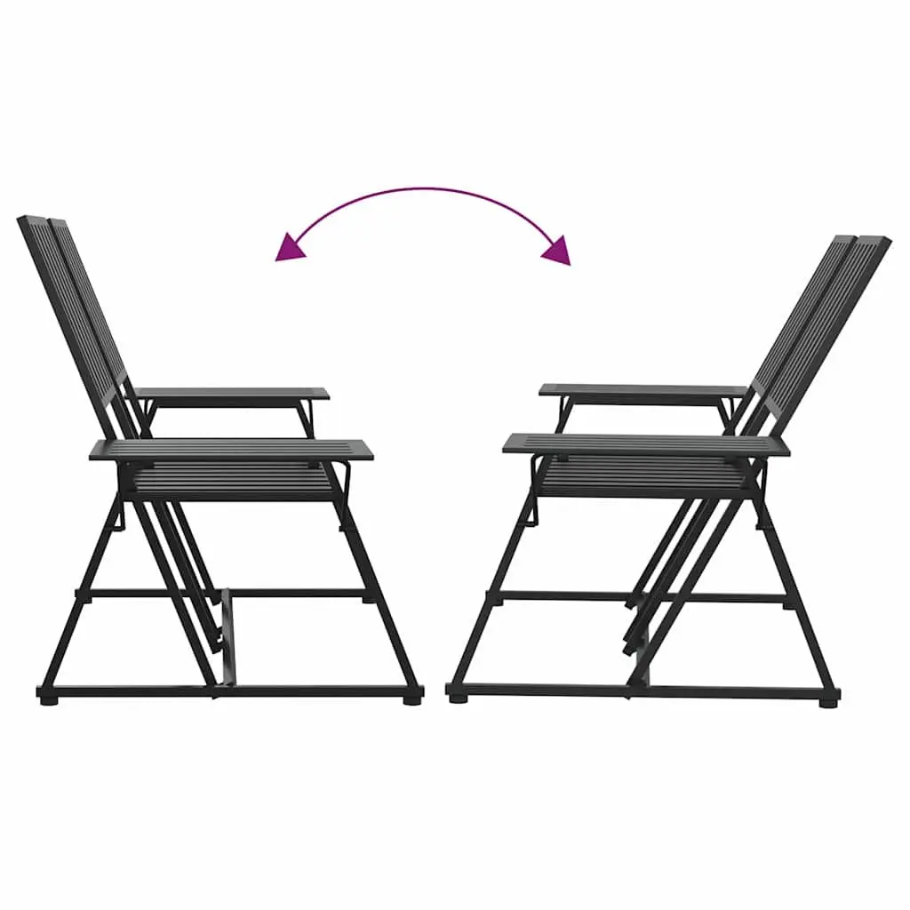 2-Seater Garden Bench 165cm Outdoor Seating Steel Black Patio Furniture