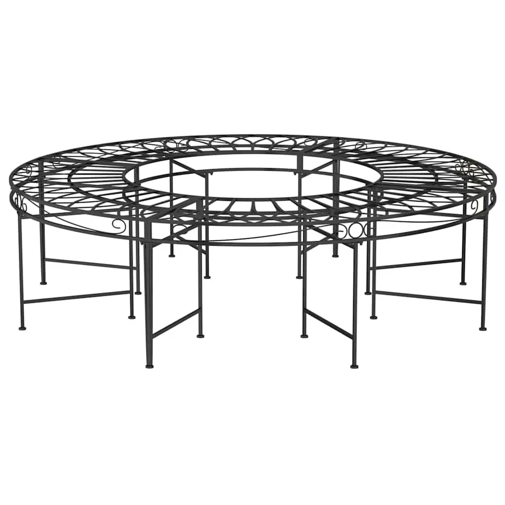 Round Tree Bench Outdoor Seating Ø160 cm Black Steel