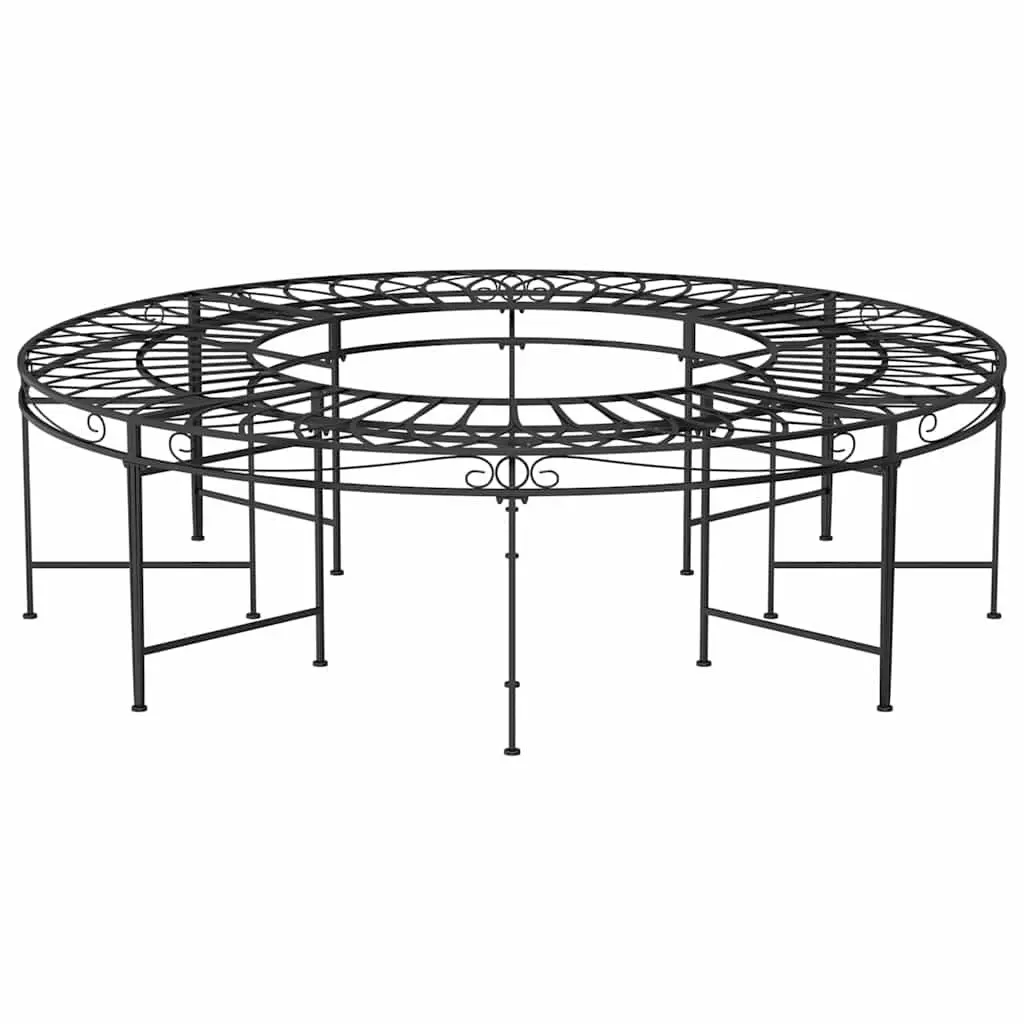 Round Tree Bench Outdoor Seating Ø160 cm Black Steel