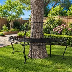 Comfortable Half Round Tree Bench for Outdoor Enjoyment