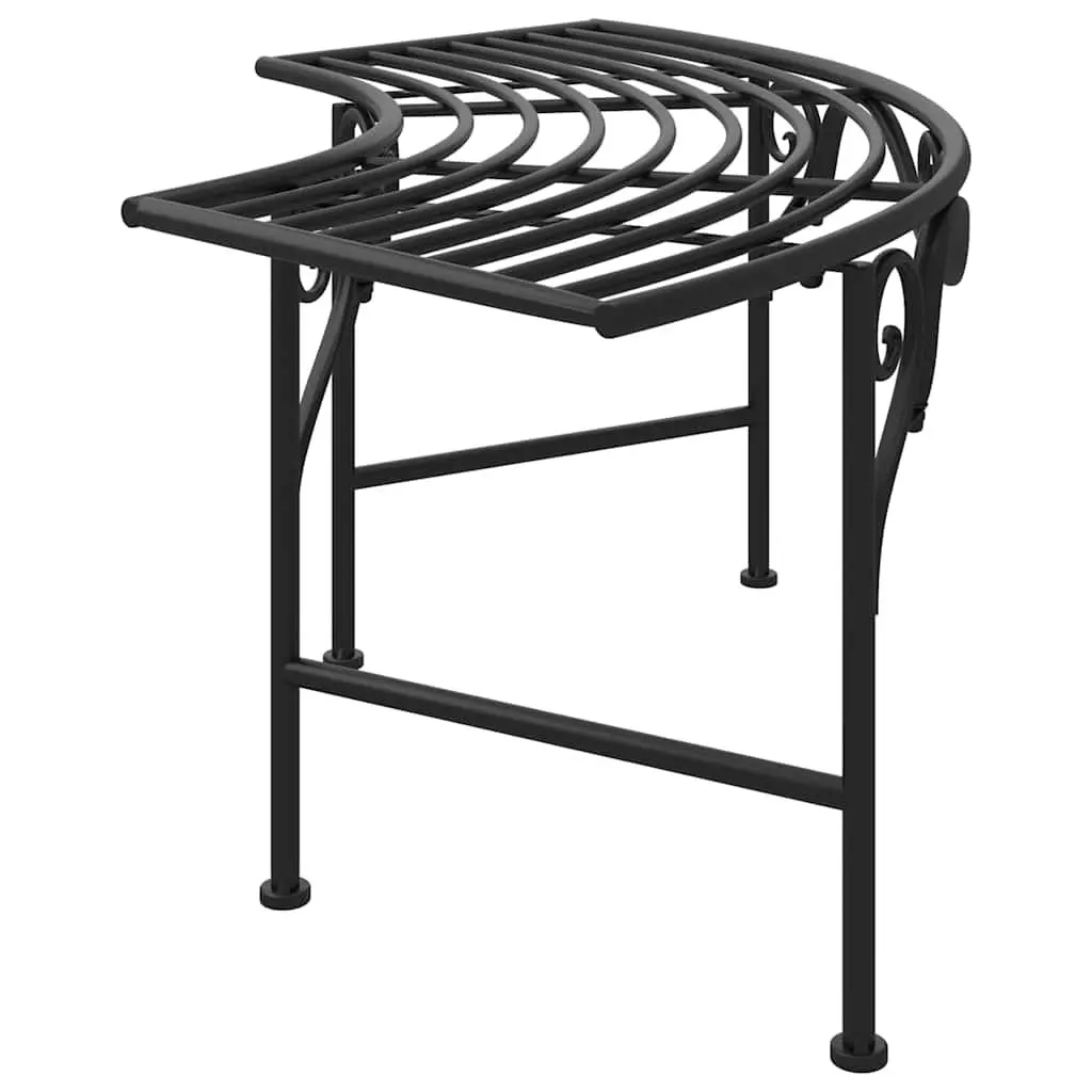 Metal Tree Bench Arc Shaped Seating 113cm Black
