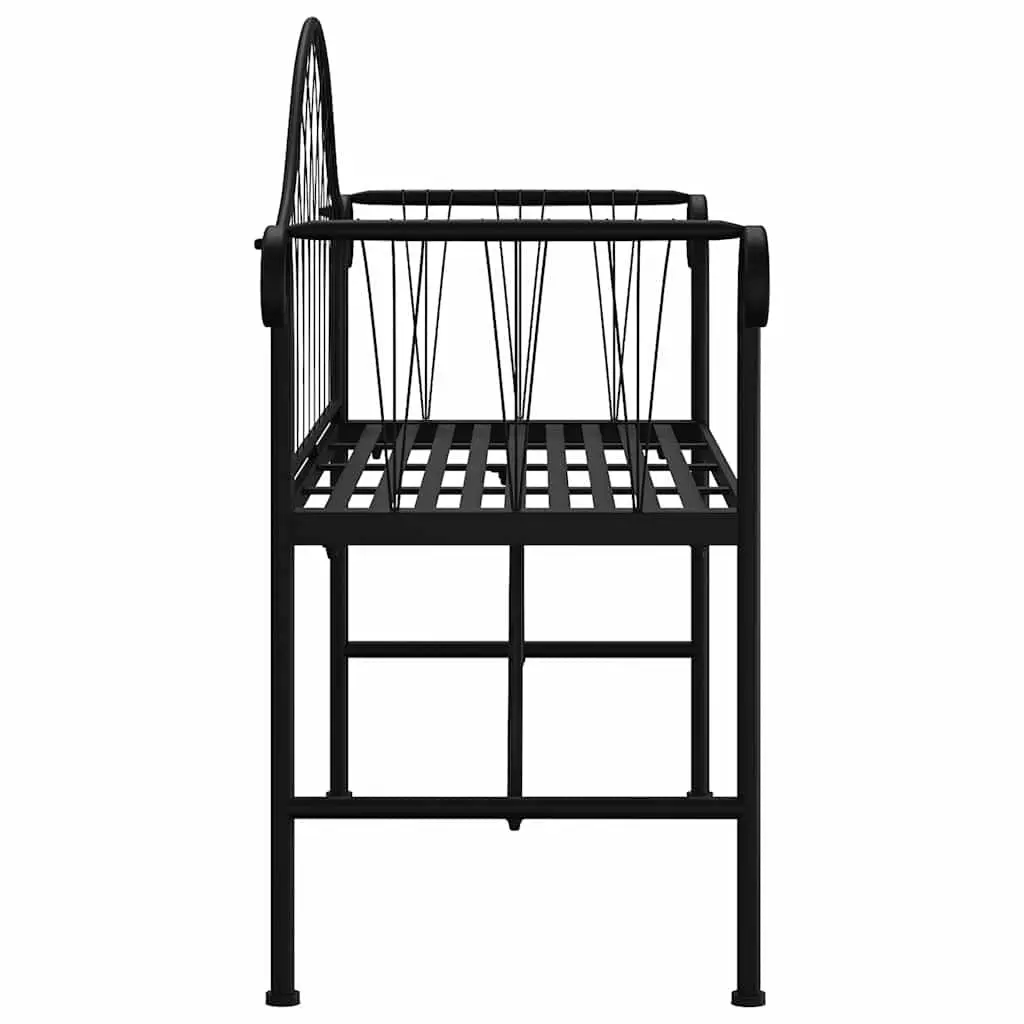 2-Seater Garden Bench Outdoor Seating 128cm Black Steel Frame