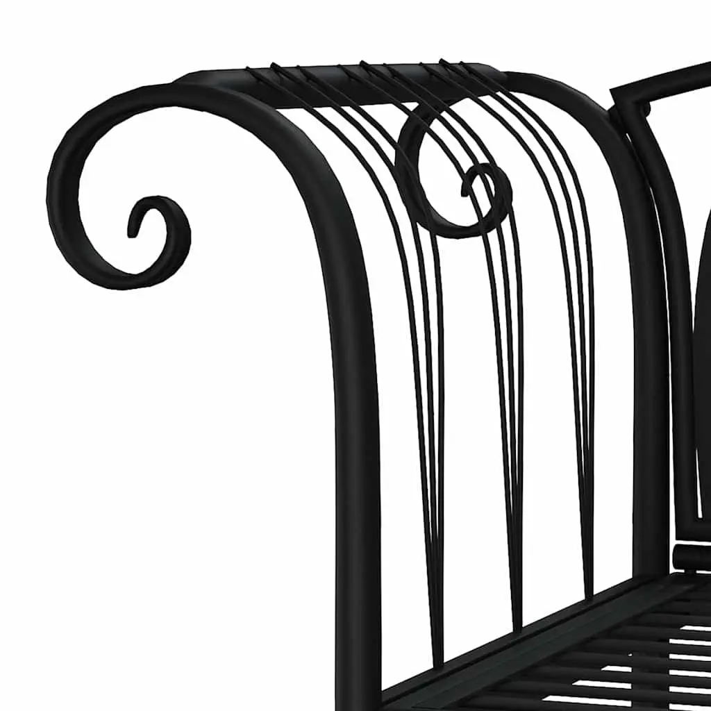 2-Seater Garden Bench Outdoor Seating 128cm Black Steel Frame