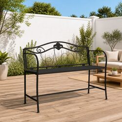 Practical Black Metal Garden Bench for Your Space