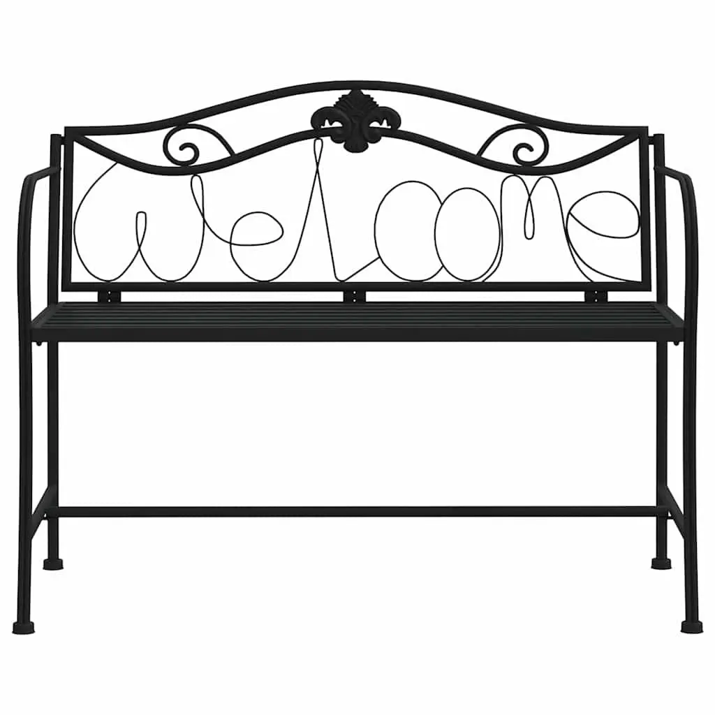 Outdoor Garden Bench 104cm Black Metal Seating Patio Balcony Chair Backrest