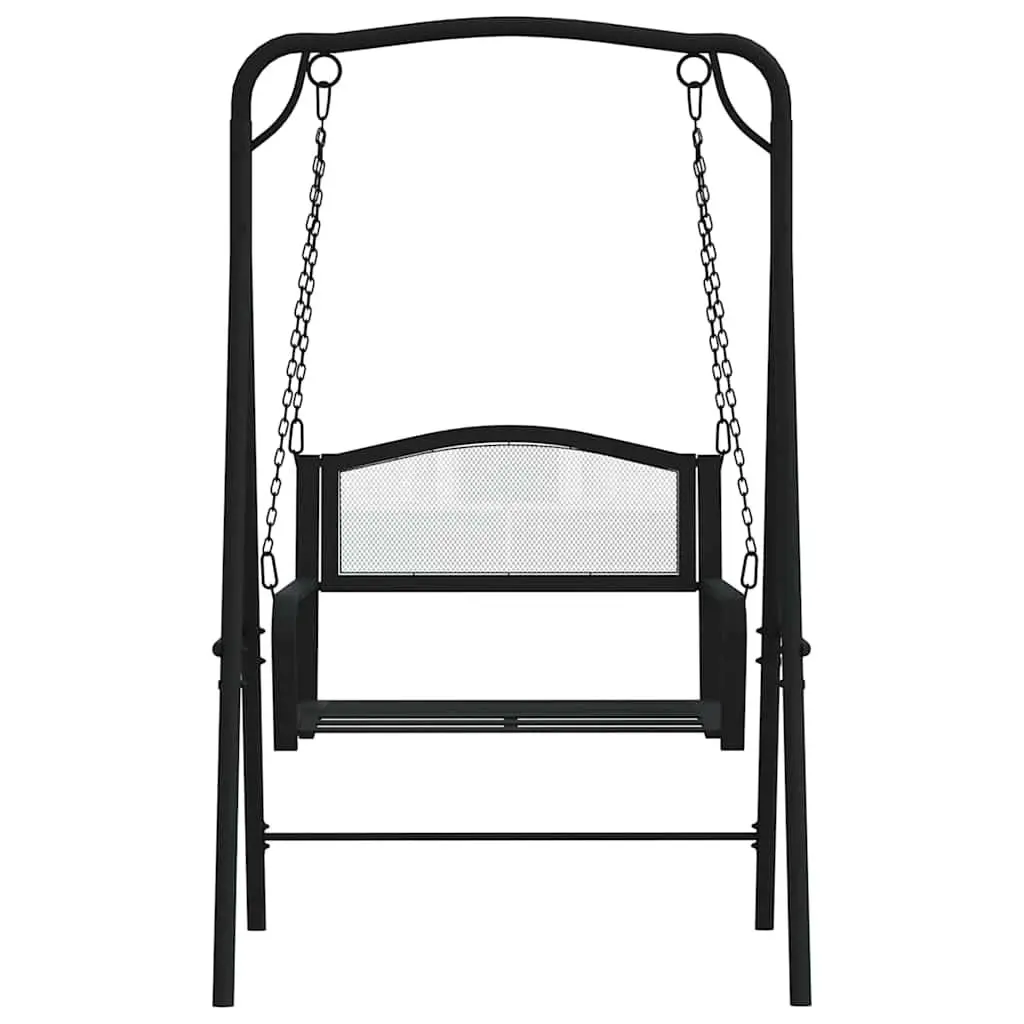 Outdoor Swing Bench Garden Hanging Seat 124cm Black Steel with Backrest