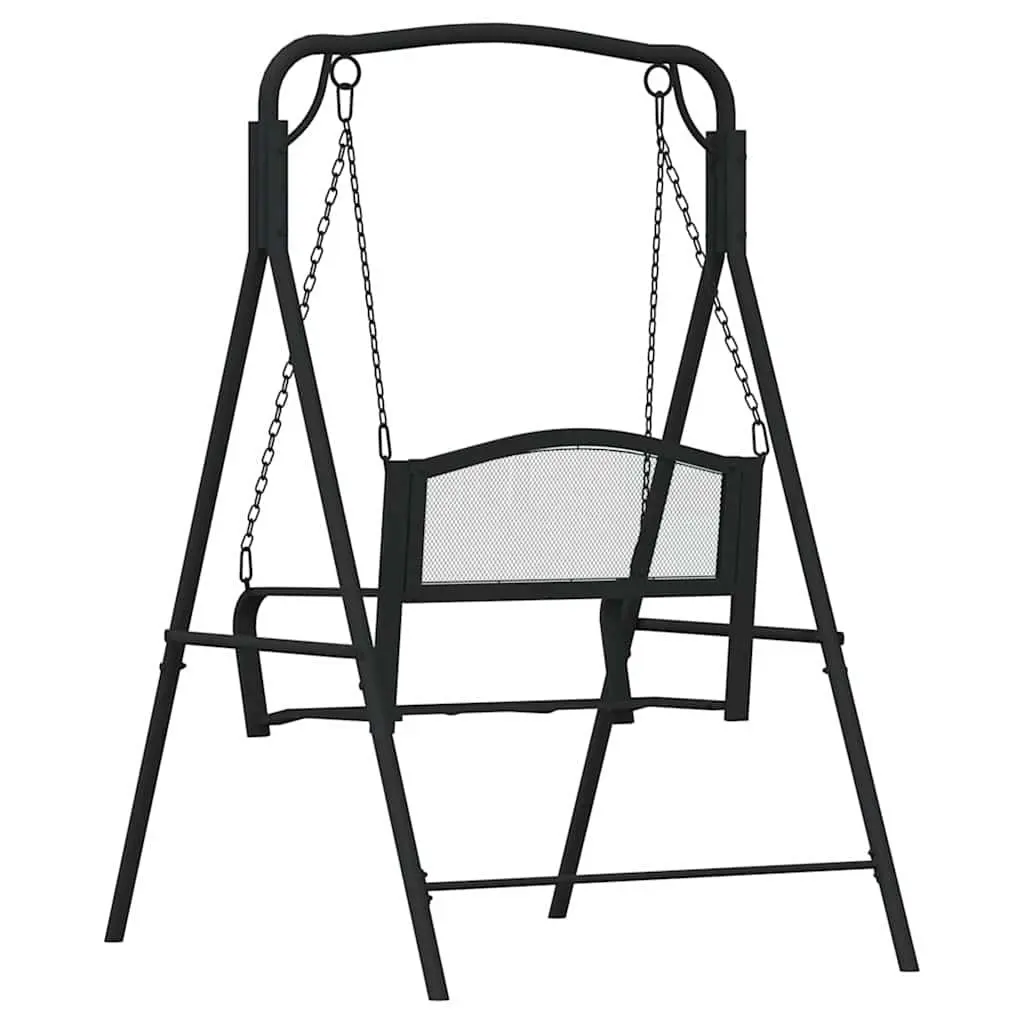 Outdoor Swing Bench Garden Hanging Seat 124cm Black Steel with Backrest