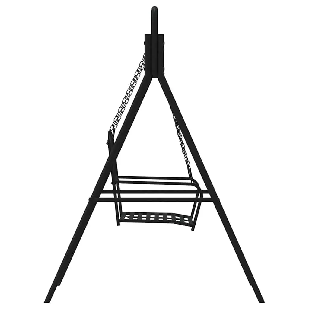 Outdoor Swing Bench Garden Hanging Seat 124cm Black Steel with Backrest