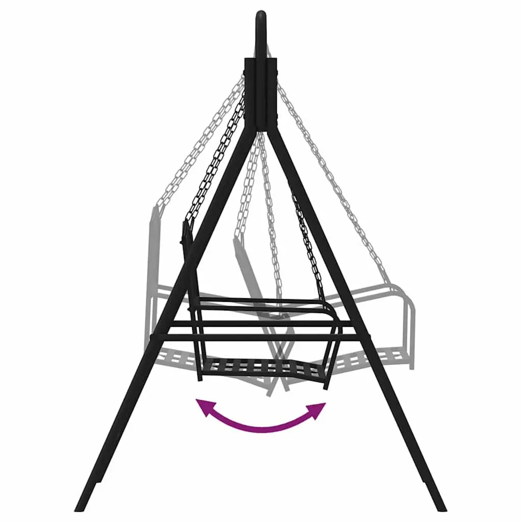 Outdoor Swing Bench Garden Hanging Seat 124cm Black Steel with Backrest