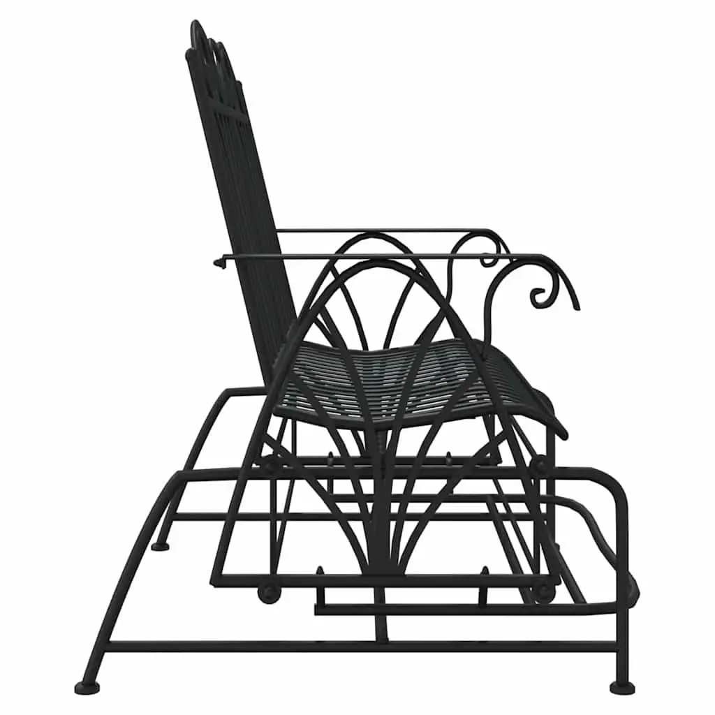 Steel Rocking Garden Bench Black 114cm Outdoor 2-Seater Patio Furniture