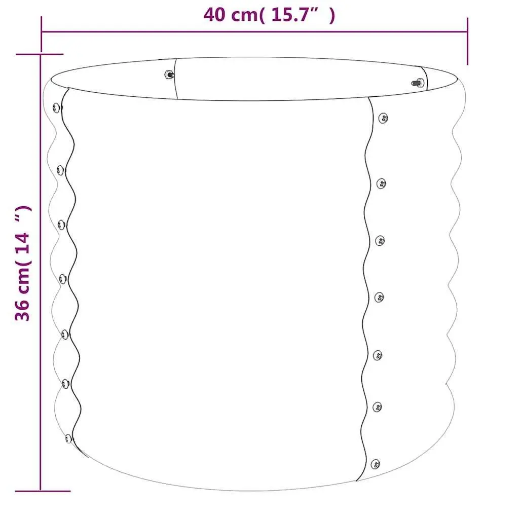 Garden Planter Pot Raised Bed 40 x 40 x 36 cm Anthracite Galvanised Steel Outdoor Patio Balcony
