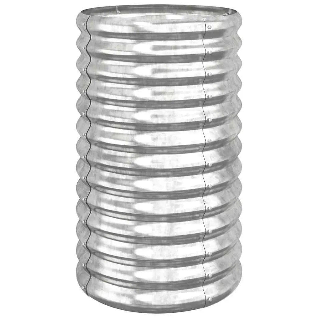 Raised Garden Bed Planter Galvanised Steel Outdoor Flower Pot Box 40 x 40 x 68 cm Silver
