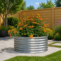 Garden Planter Raised Bed Galvanised Steel Outdoor Flower Box 80x80x36cm Silver