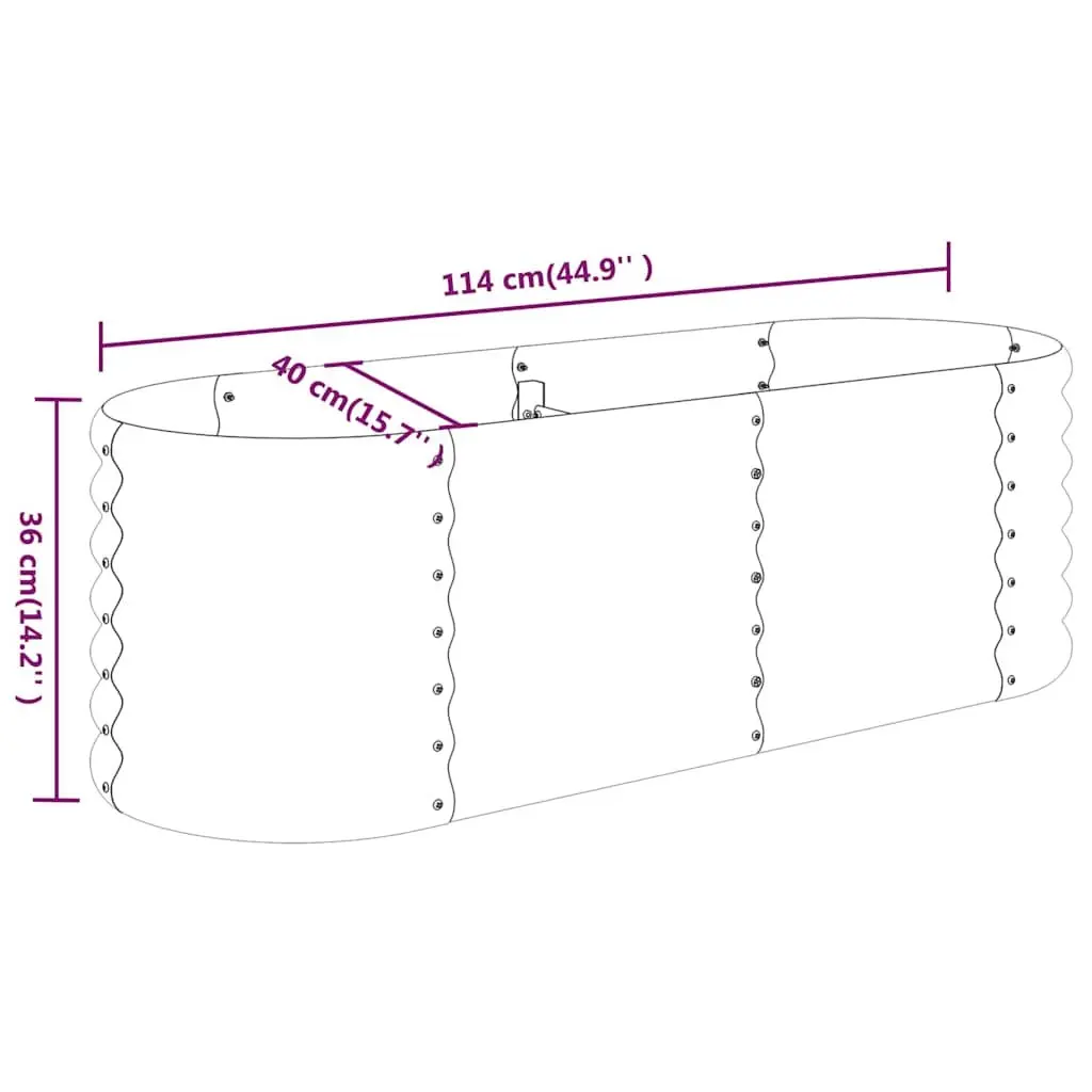 Garden Raised Bed Planter Box Galvanised Steel Outdoor Patio Balcony Grey 114 x 40 x 36 cm