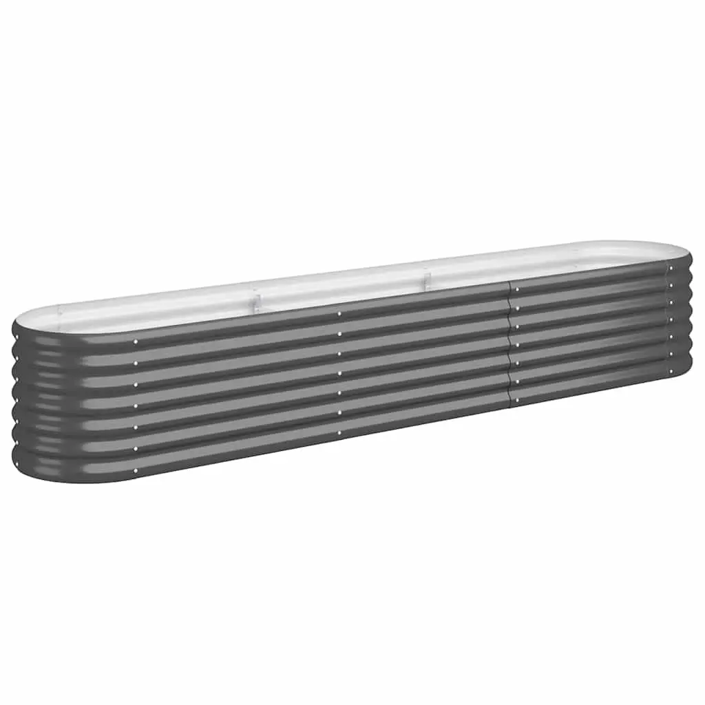 Raised Garden Bed Planter Box Outdoor Vegetables Flowers 224 x 40 x 36 cm Anthracite Steel Frame